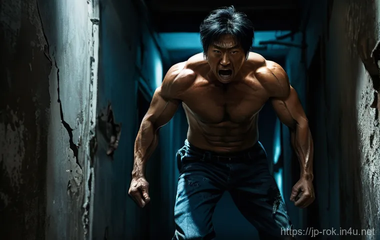 박찬욱 영화 올드보이 - Image Prompt 1: The Corridor of Vengeance**