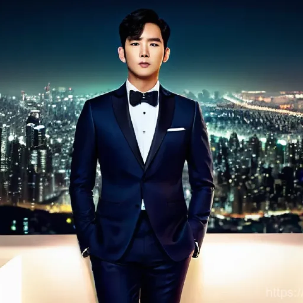 김수현 인기 드라마 - **Prompt for "My Love from the Star" (별에서 온 그대 / 星から来たあなた):**
    A captivating portrait of a handso...