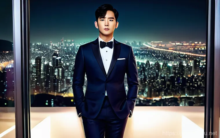 김수현 인기 드라마 - **Prompt for "My Love from the Star" (별에서 온 그대 / 星から来たあなた):**
    A captivating portrait of a handso...