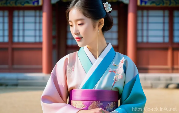 서울 경복궁 가이드 - **Prompt:** A young East Asian woman, in her early twenties, elegantly poses within the serene groun...