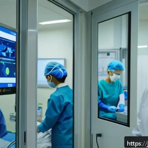 코로나19 초기 대응 - A modern Japanese hospital scene focusing on healthcare workers wearing surgical masks and full prot...