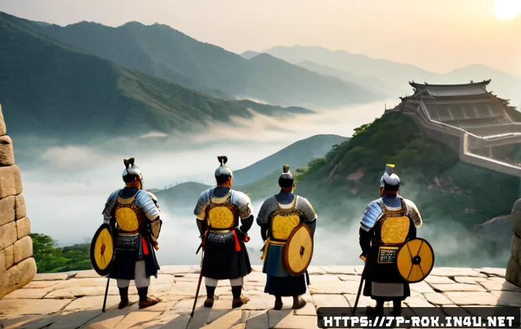 삼국시대 주요 사건 - Photorealistic historical scene of the Three Kingdoms era in ancient Korea, armored Goguryeo defende...